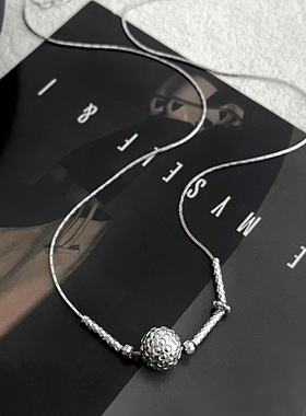 S925银韩系时髦车花珠项链女日常