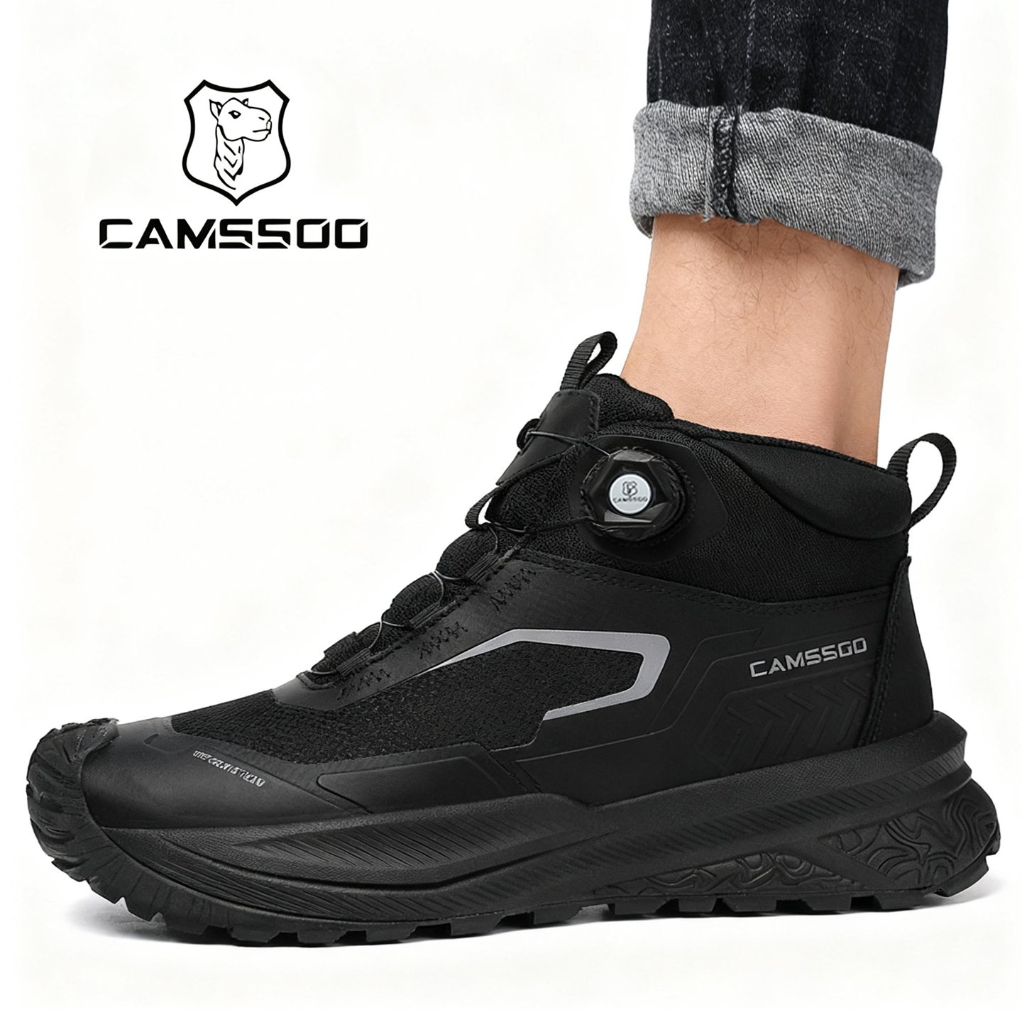 美骆世家男鞋防滑防水雪地靴耐磨登山鞋男加绒高帮户外徒步鞋冬季