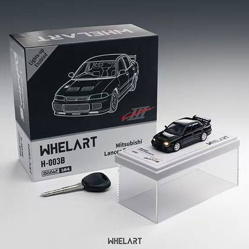 新品 WHELART轮艺 1:64三菱evo3黑色(灯光功能) 仿真合金汽车模型