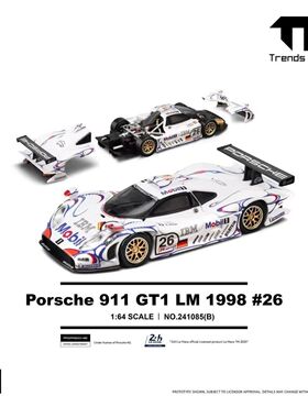 现货TH 1:64保时捷911GT1 1998年 #26勒芒冠军车可开盖合金车模型