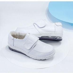 2025加绒保暖护士鞋女冬季厚底软底防滑不累脚增高真皮医护工作鞋