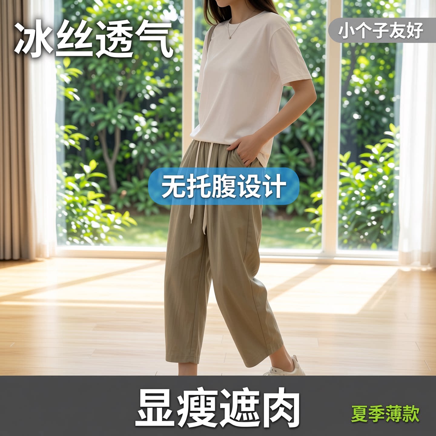 夏季九分外穿薄款冰丝显瘦哈伦裤