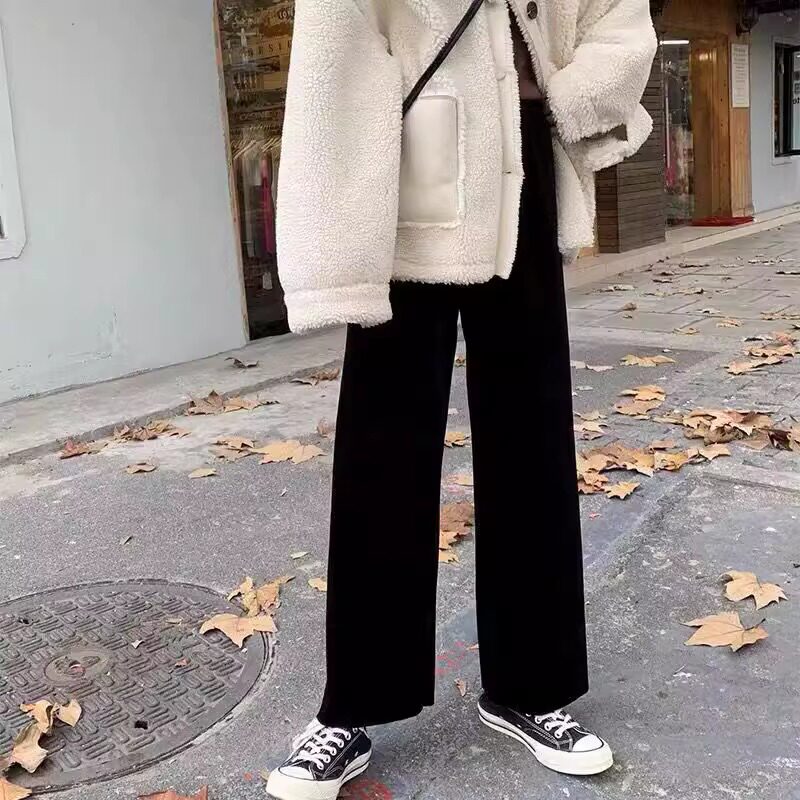 宝妈孕妇裤子春秋款外穿宽松灯芯绒女秋季直筒裤秋冬加绒垂感冬装
