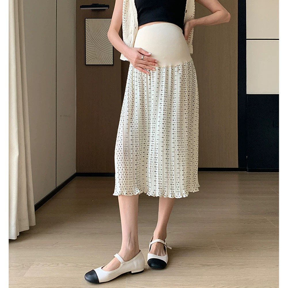 小波点韩版宽松夏季孕妇百褶裙