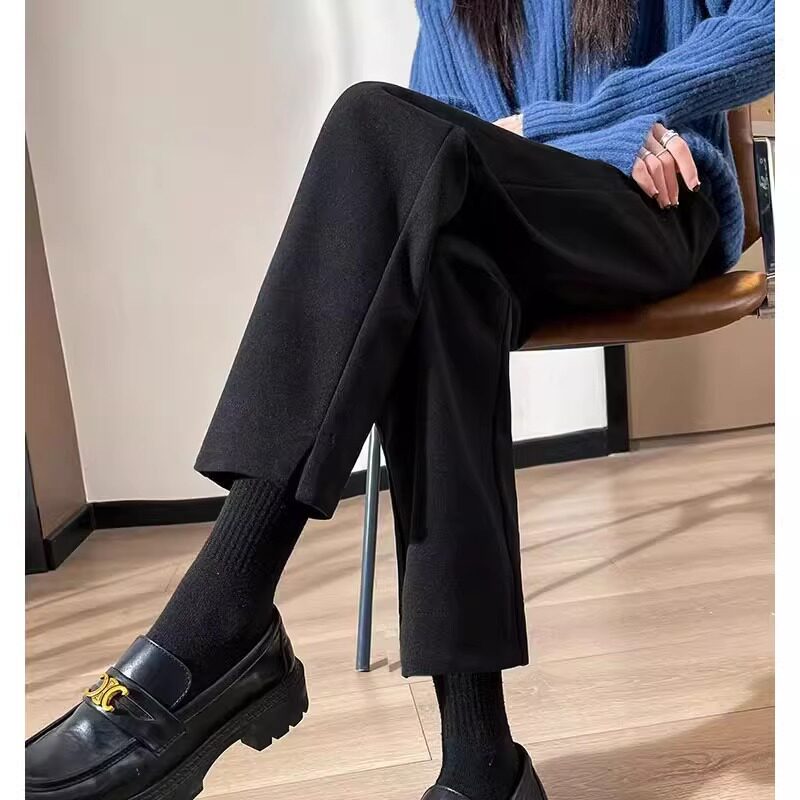 宝妈孕妇裤子春秋外穿直筒裤秋冬加绒开叉显瘦哈伦裤秋季时尚秋装