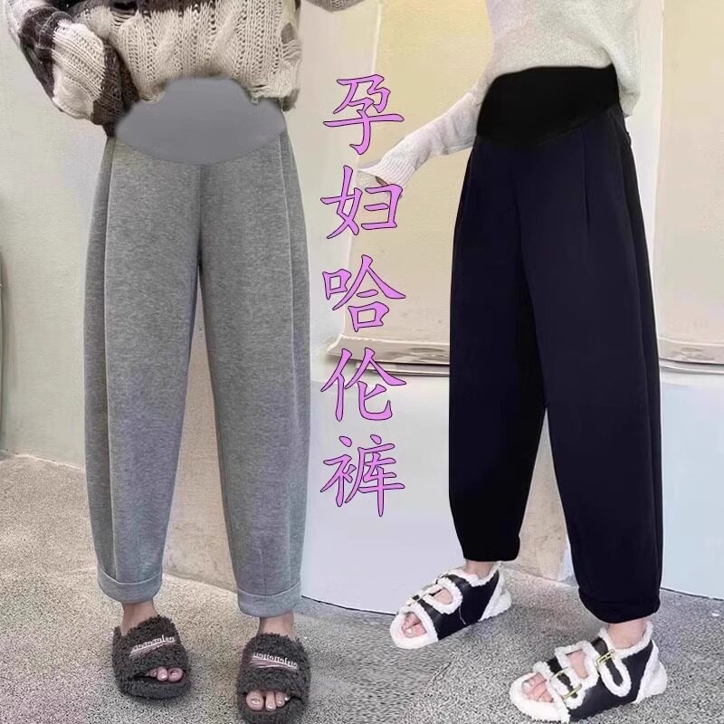 孕妇裤秋冬款2023新款宽松卫裤秋季外穿显瘦哈伦裤春秋时尚运动裤
