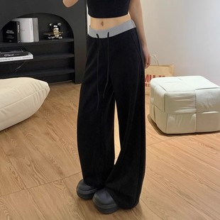 春秋外穿垂感阔腿裤 休闲卫裤 子2025新款 秋季 无托腹长裤 孕妇直筒裤