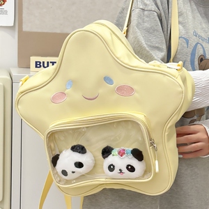 二次元卡通可爱五角星星小食量痛包斜挎包日系女孩谷子透明吧唧包