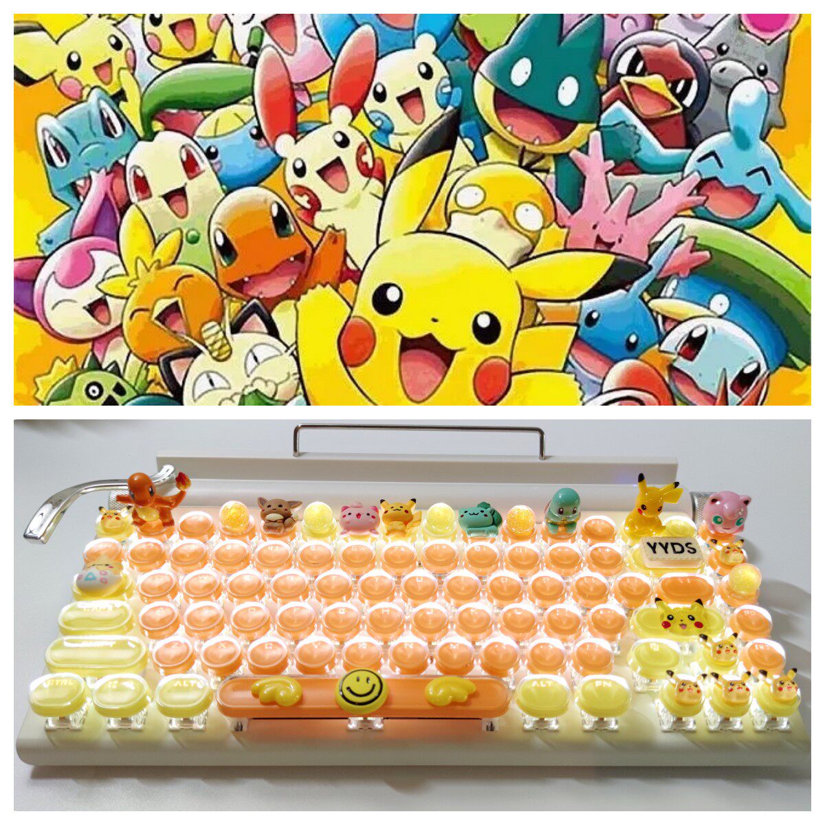 手工8打字机皮卡丘打字机械键盘宠物小精灵青轴ipad手机蓝牙无线