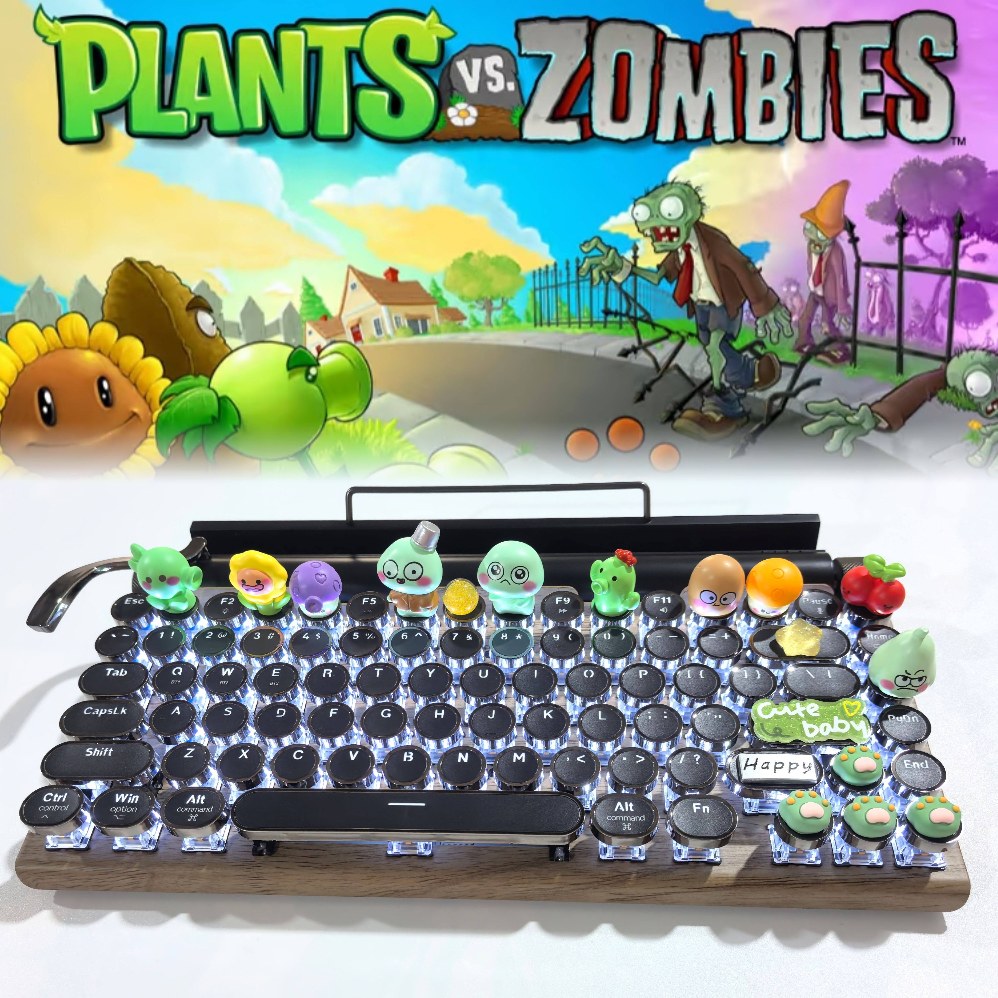 客制化植物大战僵尸蓝牙无线蒸汽朋克机械键盘打字机青轴办公有线