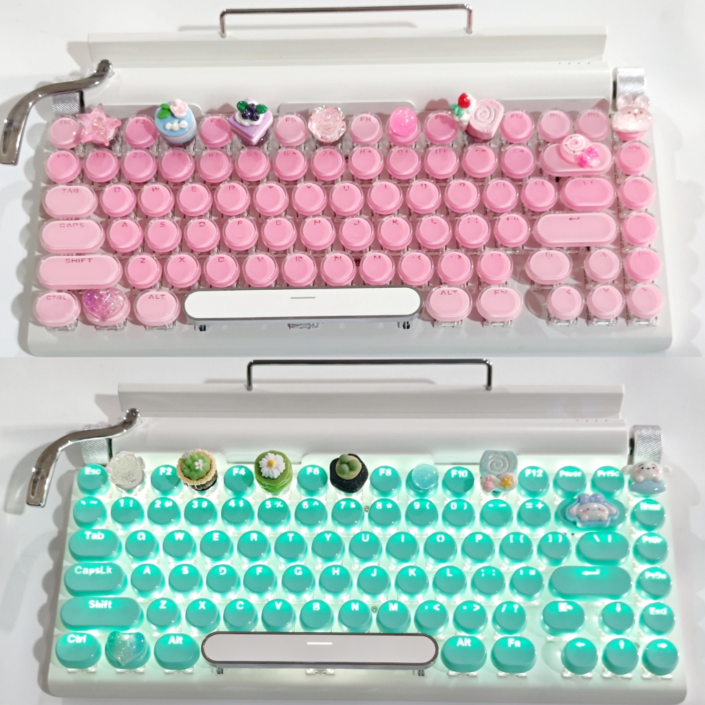 手工打字机机械键盘83青轴白光女生办公无线蓝牙iPad平板手机电脑