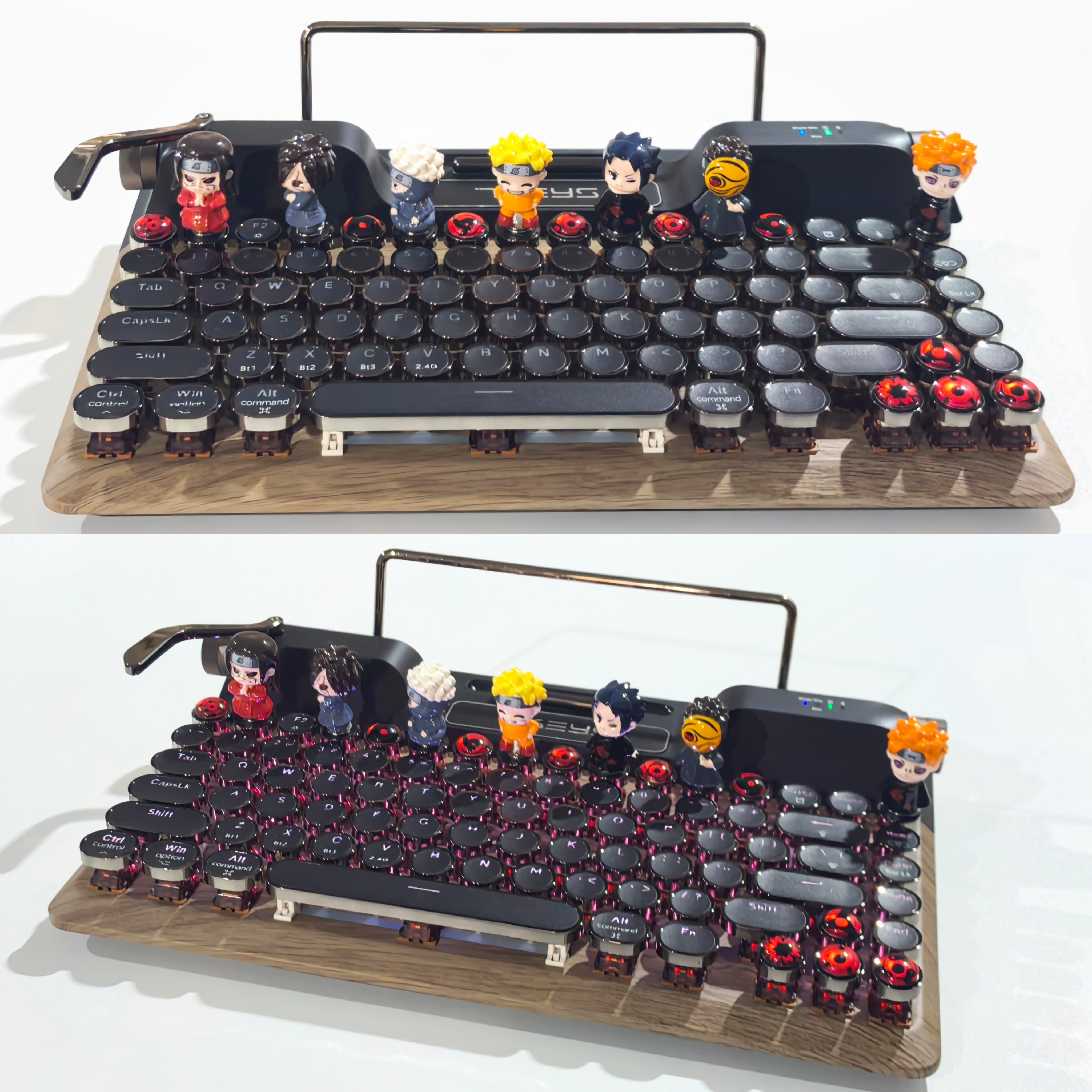 手工火影机械键盘无线打字机三模蓝牙磁吸写轮眼佐助宇智波鼬办公