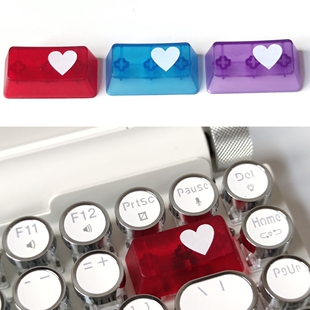 可爱透光透明紫爱心机械键盘个性键帽删除退格键OEM高度卫星轴