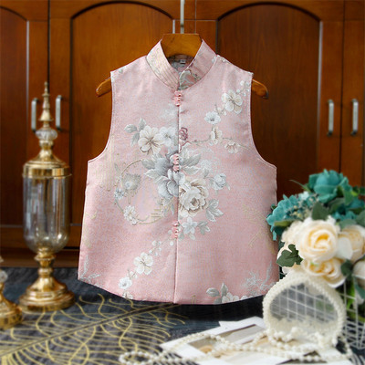 其他直襟复古短款立领提花刺绣女