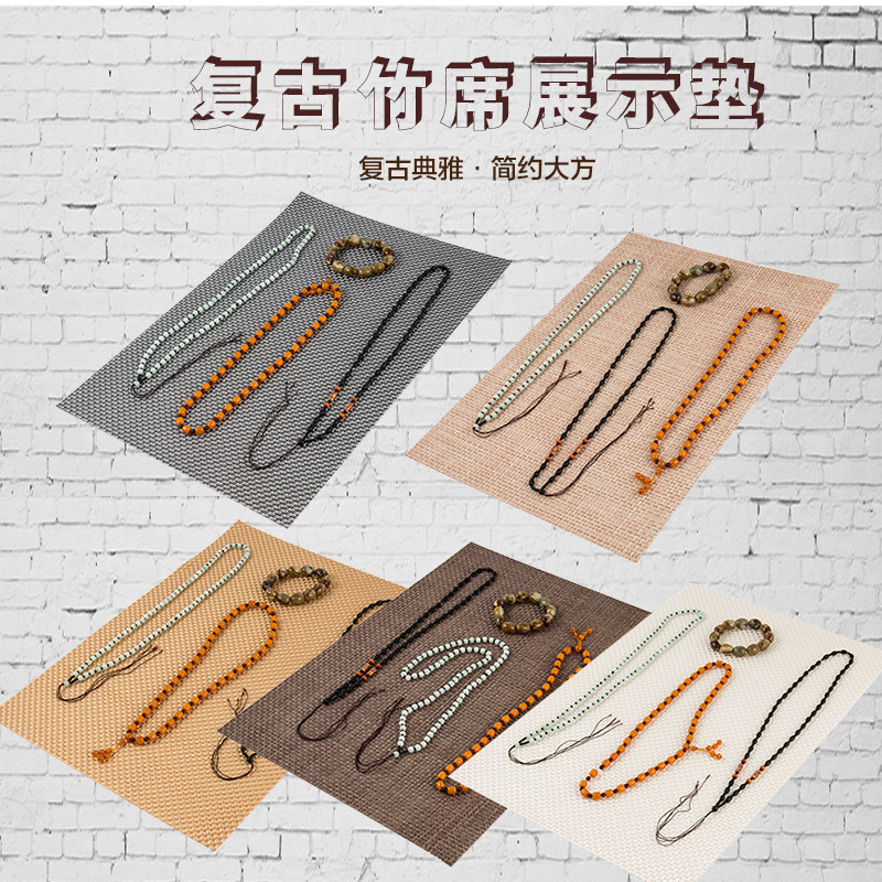 뜨거운 판매 보석 옥 팔찌 부처님 비즈 대나무 매트 디스플레이 홀더 쥬얼리 디스플레이 소품 대나무 매트 디스플레이 좌석