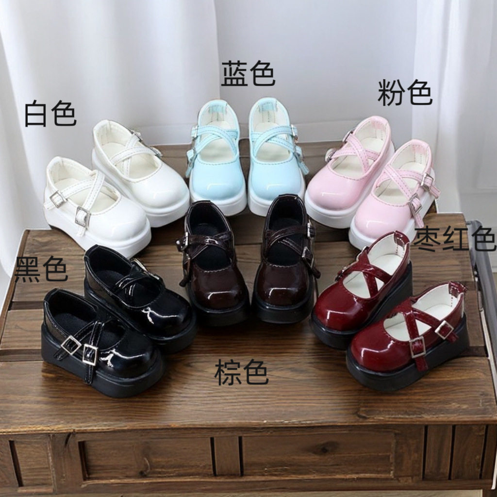 bjd6分4分娃鞋厚底增高鞋亮皮皮鞋4 1娃娃鞋子配件lo鞋百搭玩具鞋图片