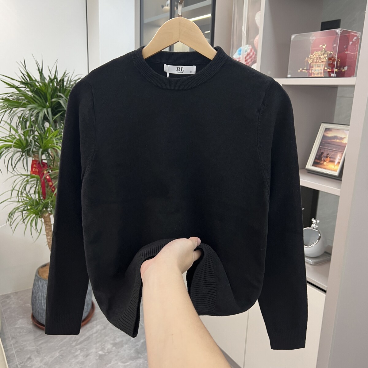 非品牌弹力修身聚酯纤维圆领