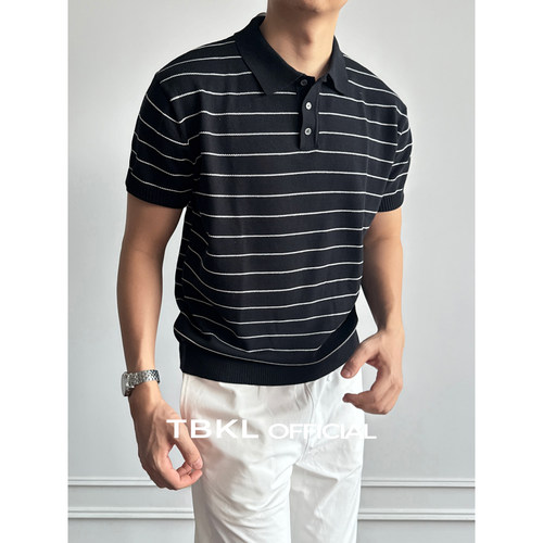 〔TBKL〕轻熟高智条纹老钱polo衫