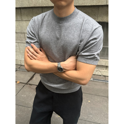 TBKL美式老钱风复古短袖T恤男士