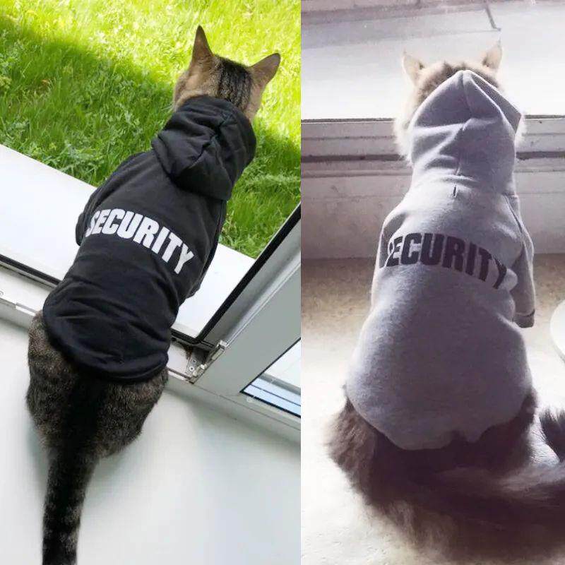 Security Cat Clothes Pet Cat Coats Jacket Hoodies For Cats O
