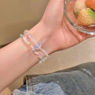 colorful butterfly beaded bracelet best friend Hand jewelry