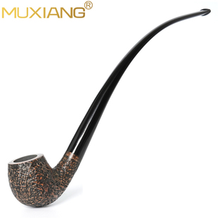石楠木阅读烟斗长柄弯式实木旱烟烟斗长烟袋锅带过滤烟丝烟斗男士