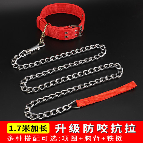 狗狗牵引绳铁链泰迪金毛遛狗绳狗链子小型中型大型犬项圈宠物用品