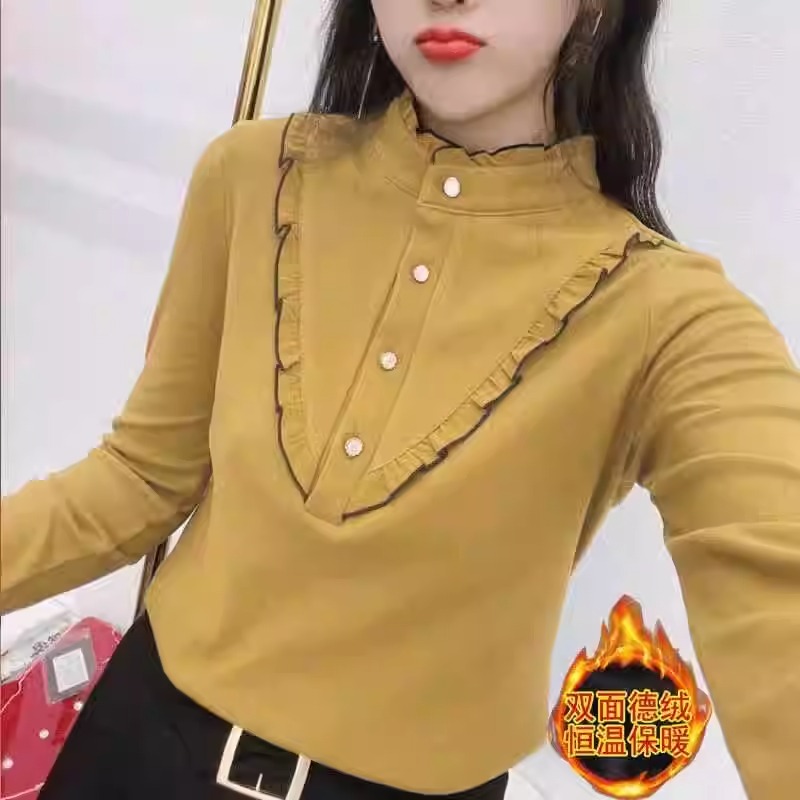 好质量加绒加厚长袖T恤纯色