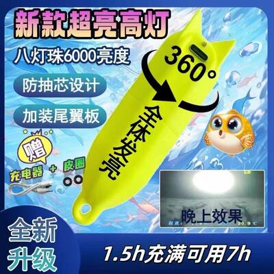 新款可视锚鱼高灯超亮浮漂无红点诱鱼夜光浑水360夜视全亮