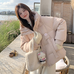 韩系连帽羽绒服女宽松加厚面包服白鸭绒保暖外套6115P255K388