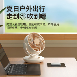 Rechargeable long-lasting portable fan with shaking head