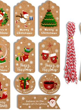 100 sets of Christmas tags, kraft paper Santa Claus cards
