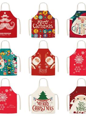 Christmas red apron Santa Claus圣诞红色围裙圣诞老人围腰罩衣