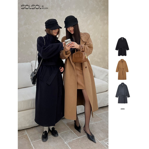 IMMI羊绒双面呢立领大衣