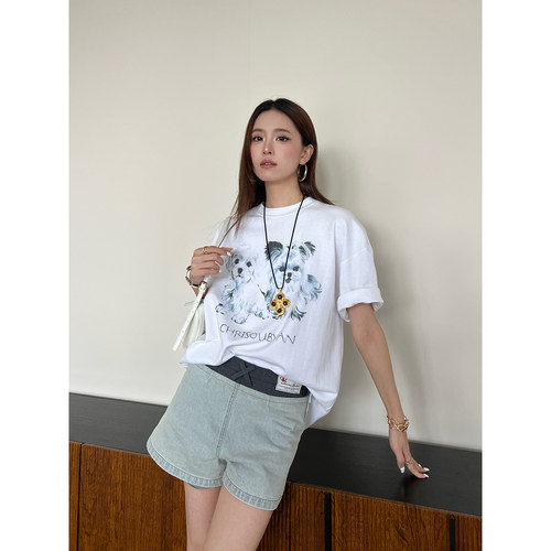 CHRISOUBYDAN印花圆领棉质T恤