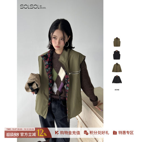 8ON8印花摇粒绒双面马甲/外套