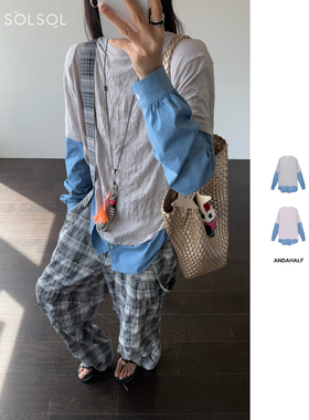 ANDAHALF 设计师品牌 25春夏新品 衬衫袖拼接长袖T恤SOLSOL买手店