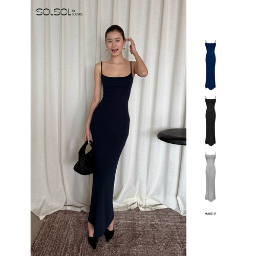 MAKEIF再生纤维吊带长包裙/披肩