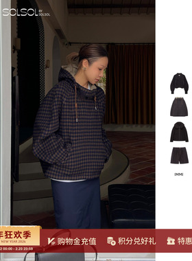 IMMI 设计师25秋冬新品格纹羊绒呢短款夹克/卫衣/短裤SOLSOL