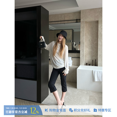 ODTD休闲纯色小脚微弹7分裤