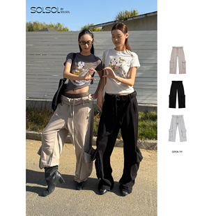 裤 设计师品牌 纯棉卷边运动工装 SOLSOL 26早春新品 OPEN