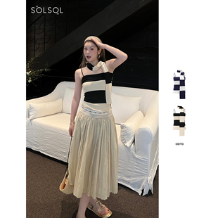 含飘带 25春夏宽条纹包芯纱吊带上衣 SOLSOL买手店 设计师 ODTD