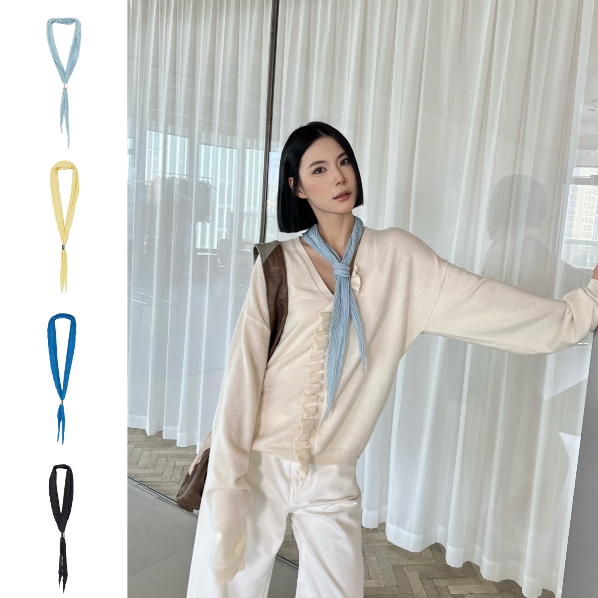 SOLSOL买手店 IMMI设计师品牌 24秋冬新品 风琴褶领巾(丝巾扣)