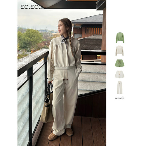 DEEPMOSS宽松纯色卫衣/短长裤