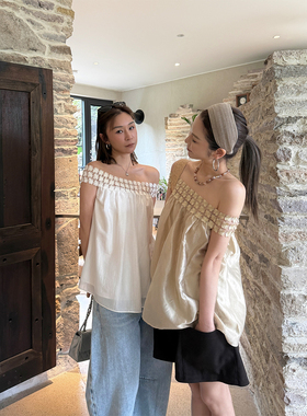 【迪丽热巴同款】ODTD  25春夏 醋酸A形一字肩上衣  SOLSOL买手店