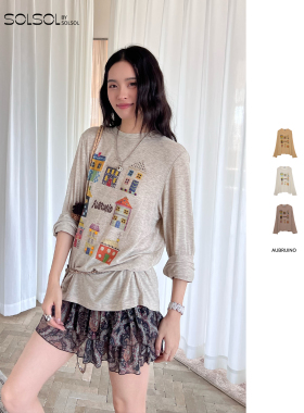 AUBRUINO 设计师品牌 25早秋新品 小房子长袖T恤 SOLSOL买手店