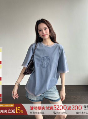 8ON8 设计师品牌26春夏新款蓝色水洗草莓T恤 SOLSOL买手店