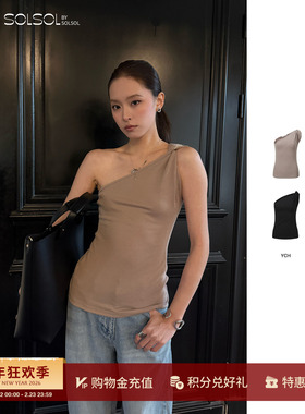 YCH 设计师品牌 26早春新款 优雅纯色单肩上衣 SOLSOL买手店
