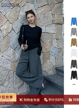 IMMI 设计师品牌 25早秋新品 烫钻双层扭扭长袖上衣 SOLSOL买手店