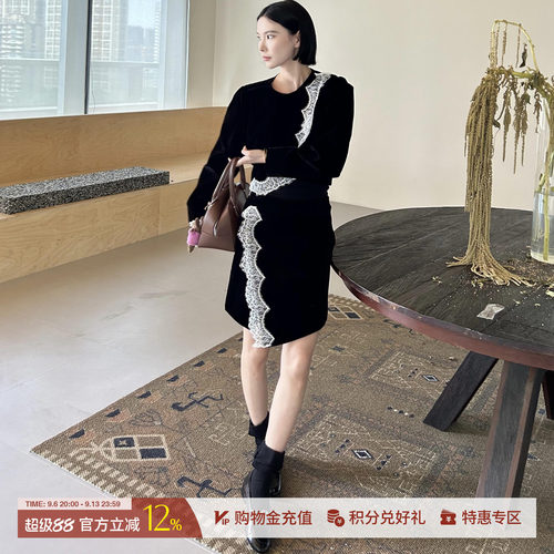 【特价款现货】LAYERS设计师品牌24秋冬新款斜襟蕾丝套装半裙